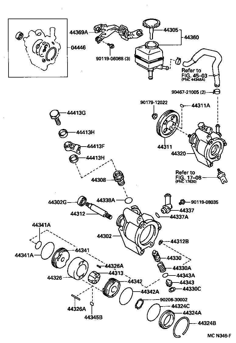 44305-05030 CAP SUB-ASSY, VANE PUMP OIL RESERVOIR product image