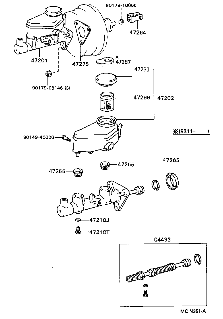 47201-12880 CYLINDER SUB-ASSY, BRAKE MASTER product image