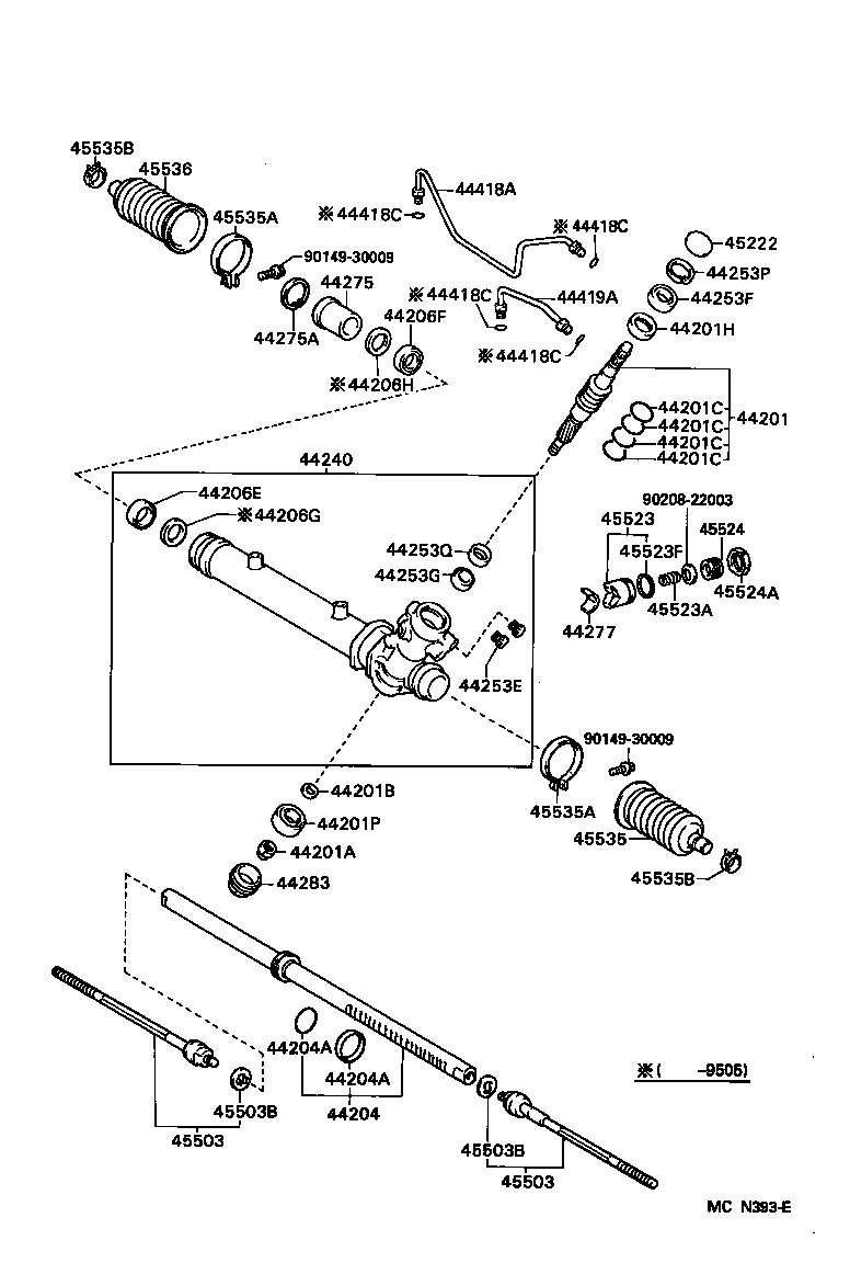 Toyota 45046-29305 END SUB-ASSY, TIE ROD, RH
