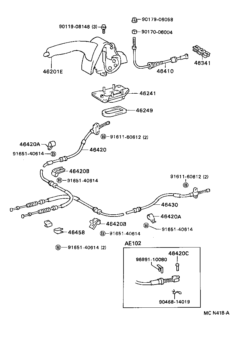 46201-12170-B0 LEVER SUB-ASSY, PARKING BRAKE product image
