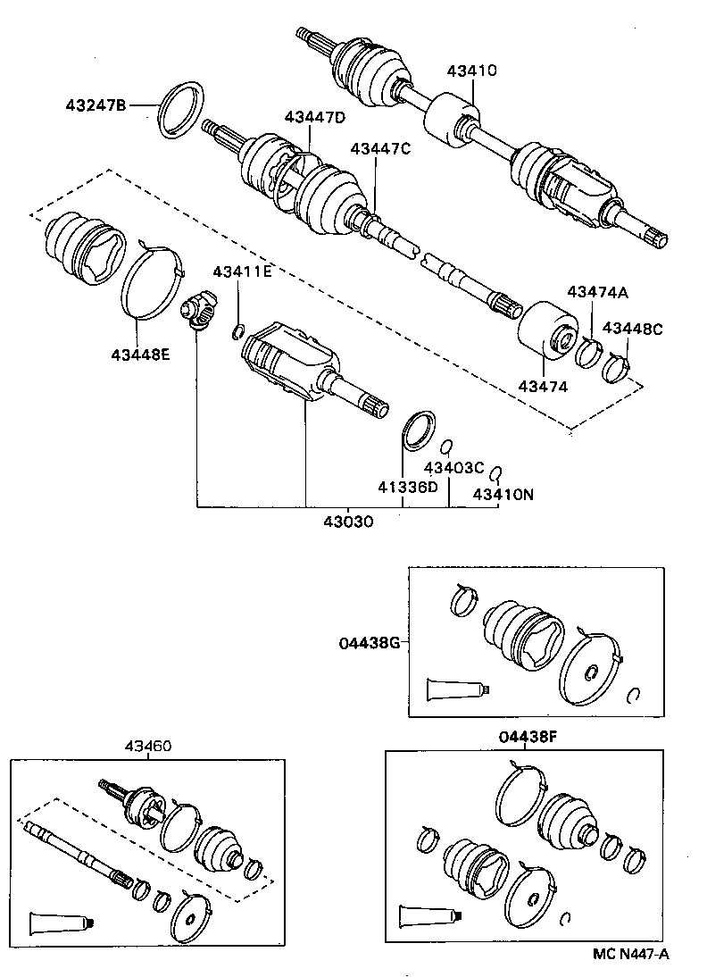 04438-12310 BOOT KIT, FRONT DRIVE SHAFT, IN & OUTBOARD, RH product image