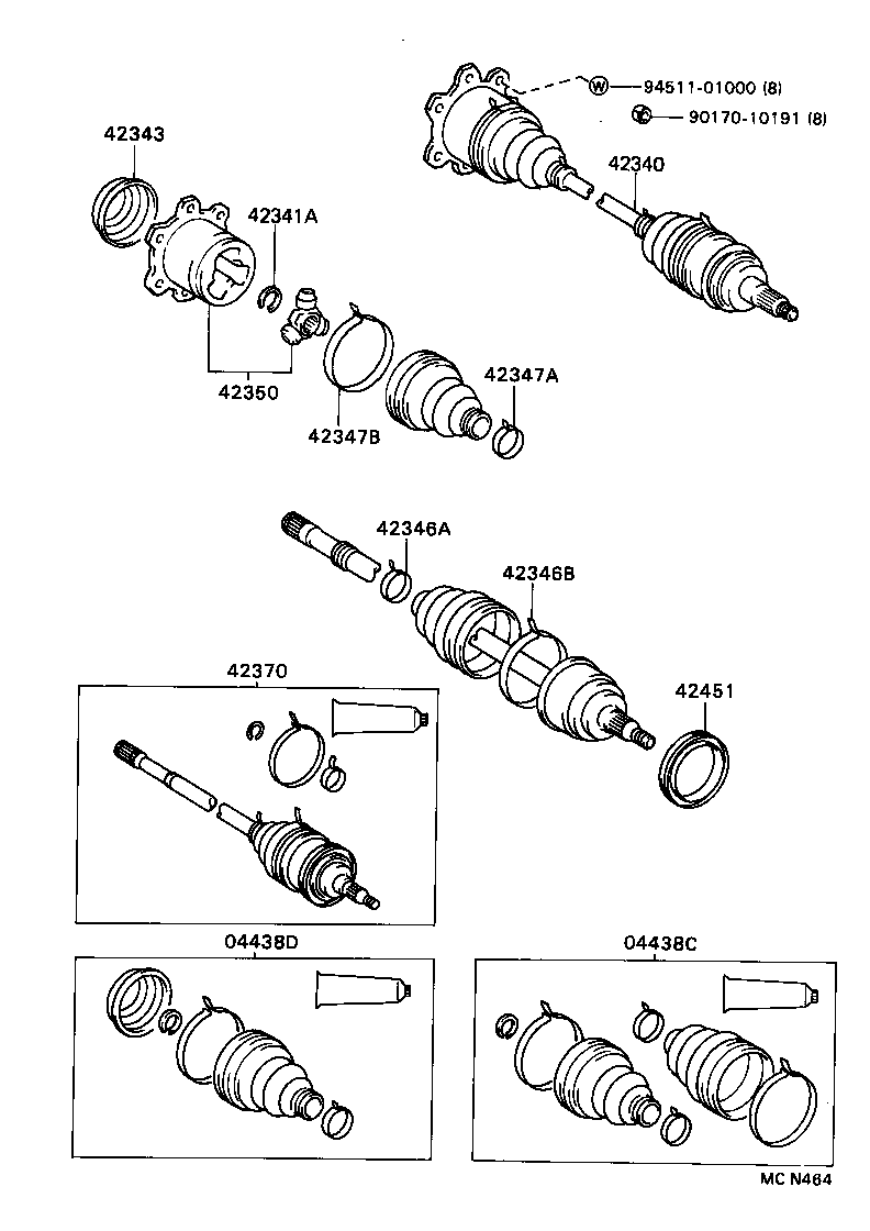42409-32030 BEARING SUB-ASSY, REAR AXLE, RH product image