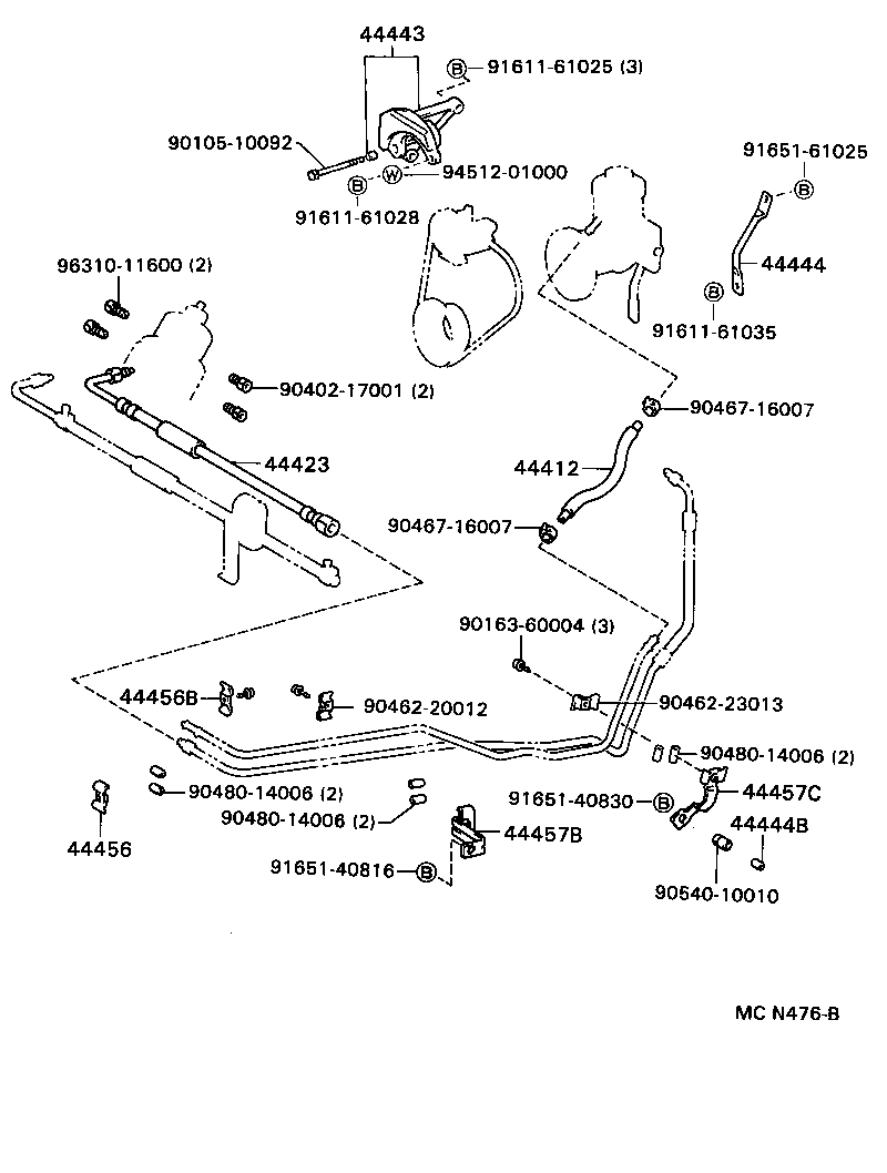 44457-26080 BRACKET, POWER STEERING TUBE SUPPORT, NO.2 product image