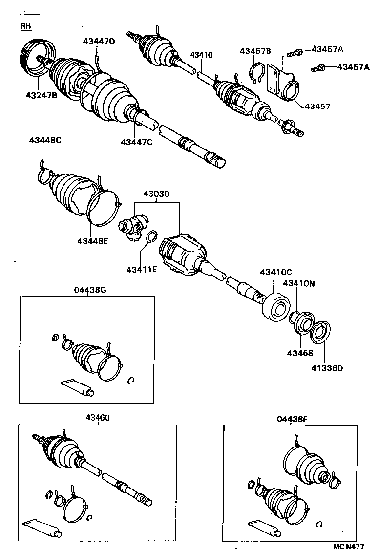 04438-32150 BOOT KIT, FRONT DRIVE SHAFT, IN & OUTBOARD, RH product image