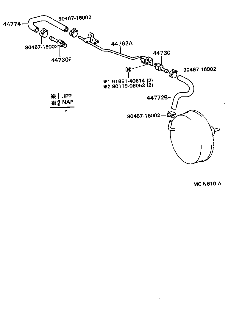 Toyota 44763-12300 TUBE, HOSE TO HOSE, NO.1