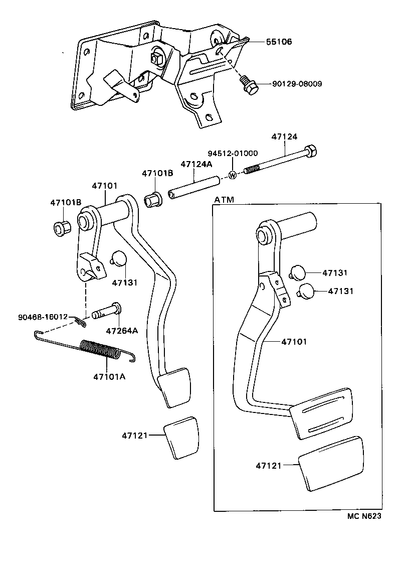47101-34020 PEDAL SUB-ASSY, BRAKE product image