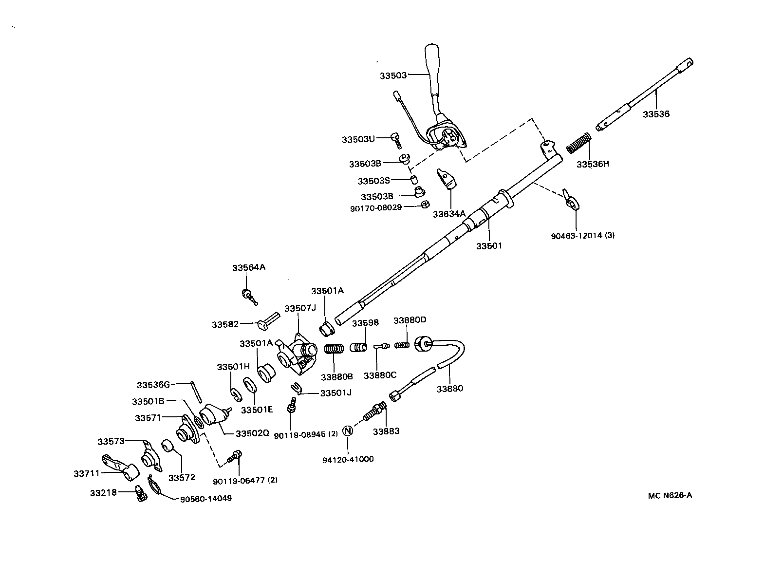Toyota 33571-34010 BRACKET, CONTROL SHAFT, LOWER (FOR COLUMN SHIFT)