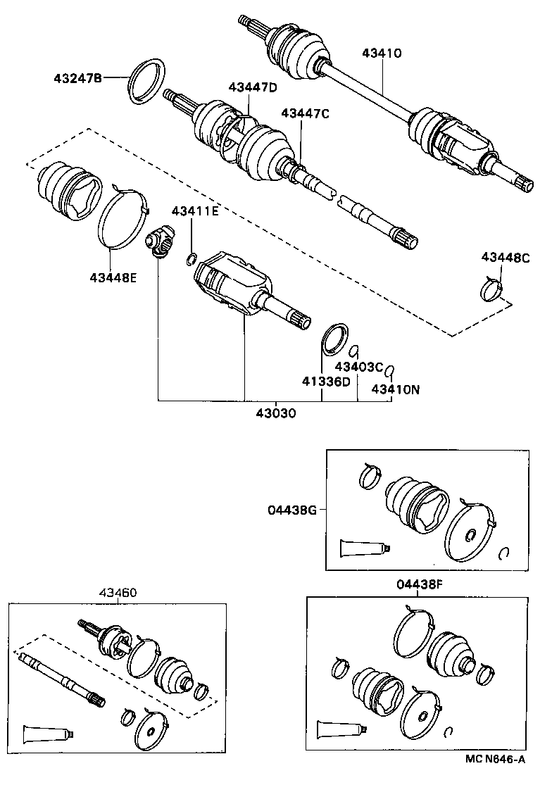 43410-32201 SHAFT ASSY, FRONT DRIVE, RH product image