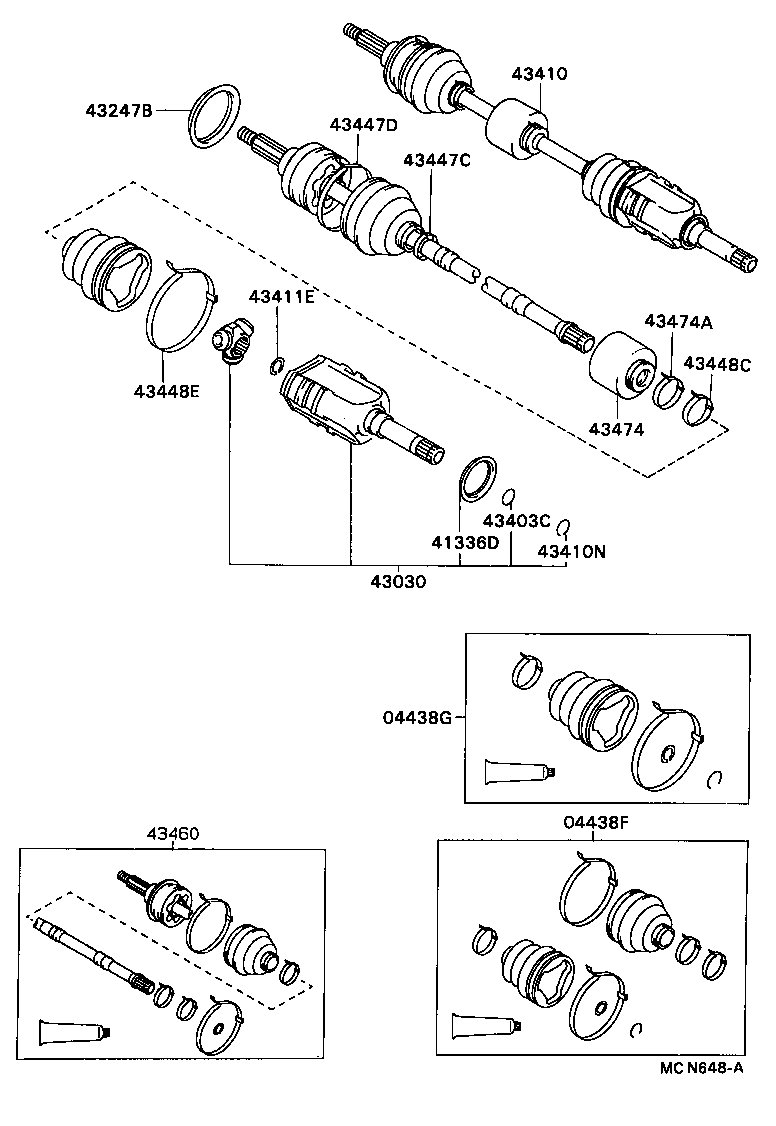 43410-32201 SHAFT ASSY, FRONT DRIVE, RH product image