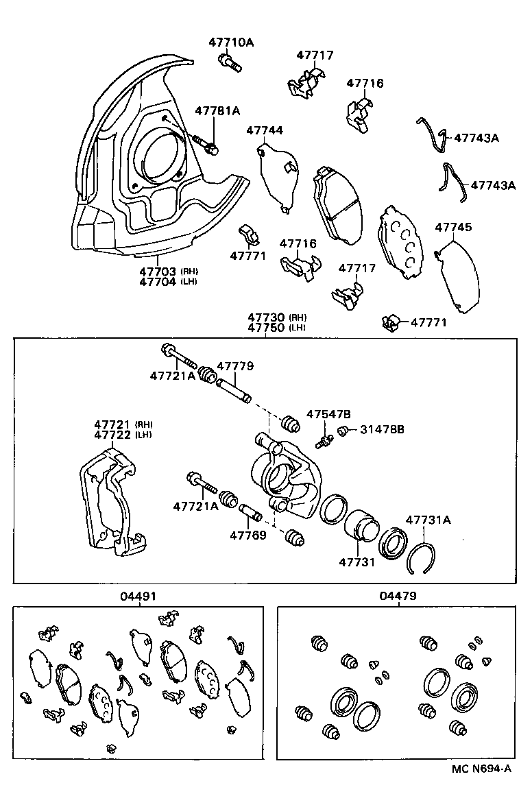 04491-34020 PAD KIT, DISC BRAKE, FRONT product image