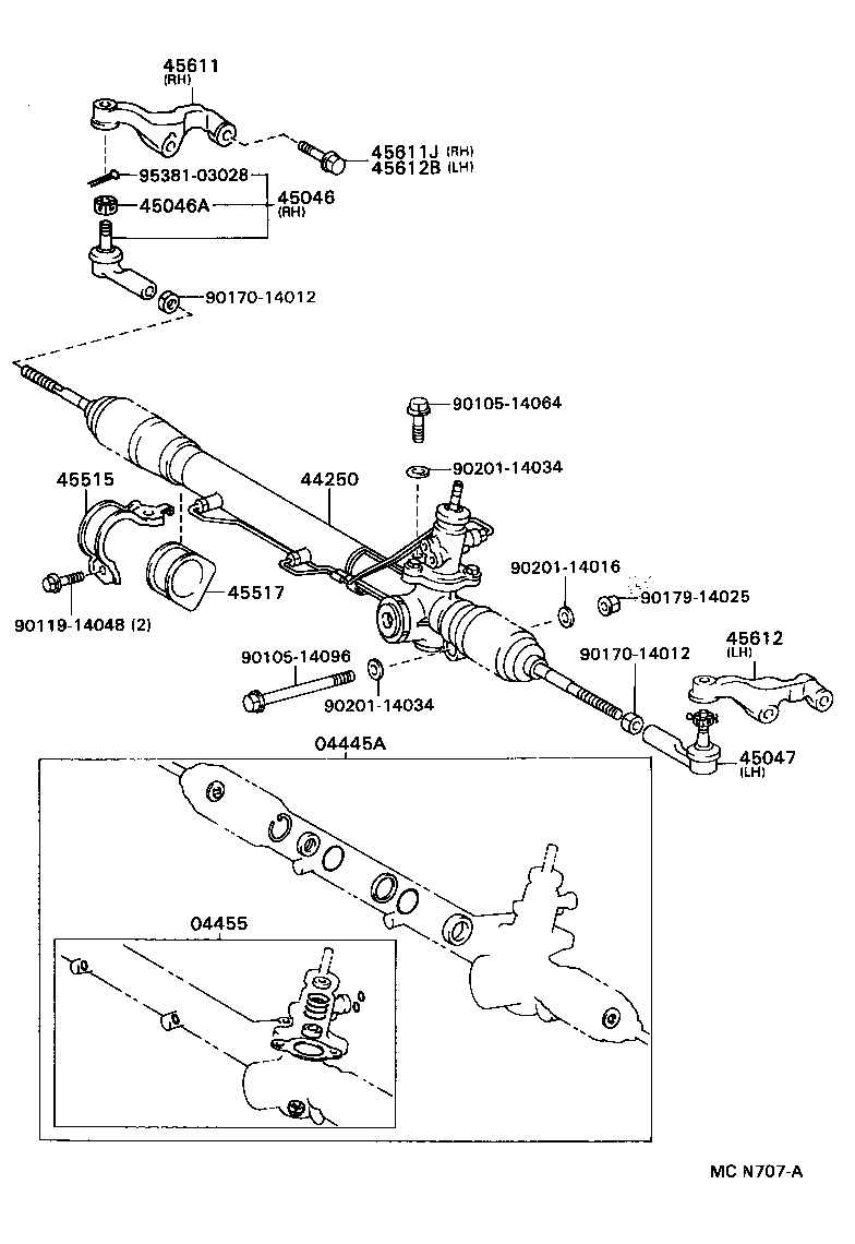 Toyota 45046-39265 END SUB-ASSY, TIE ROD, RH