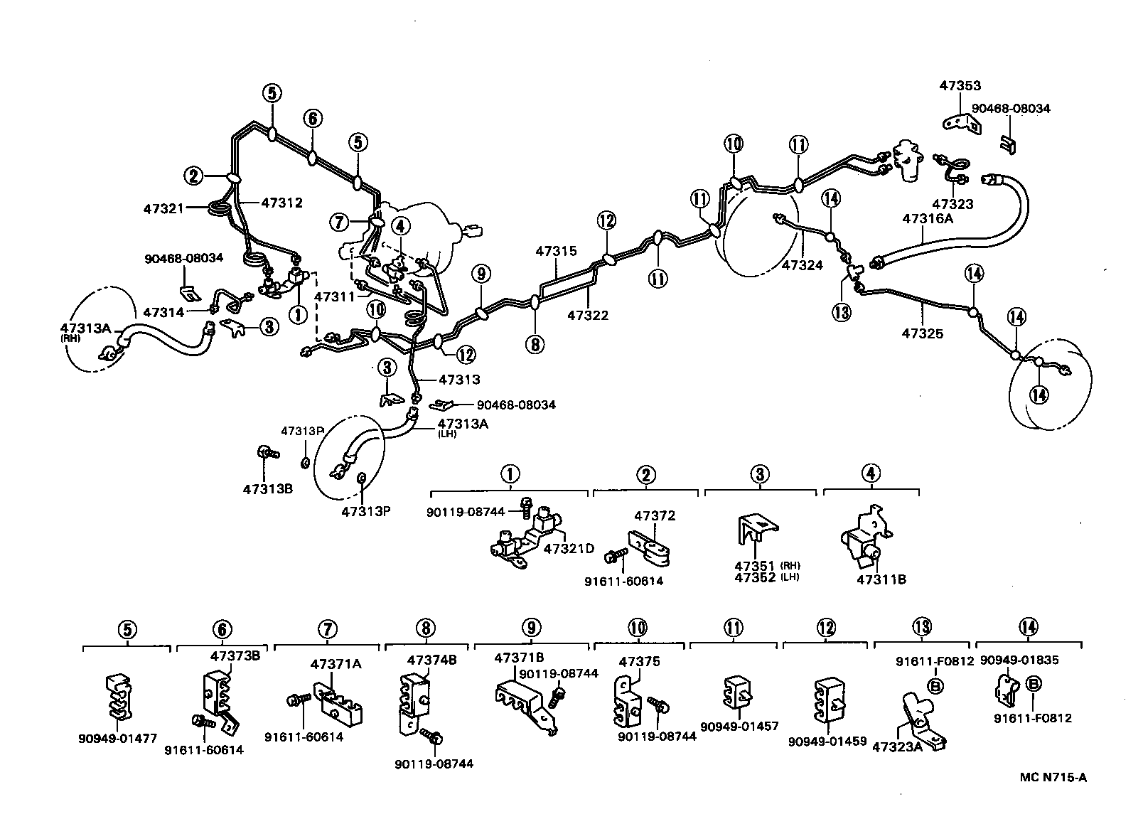 Toyota 47373-34010 CLAMP, BRAKE TUBE, NO.3