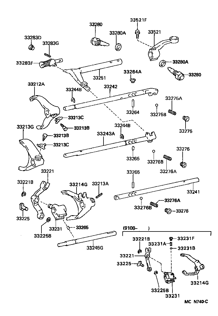 33261-35130 SHAFT, SHIFT & SELECT LEVER product image