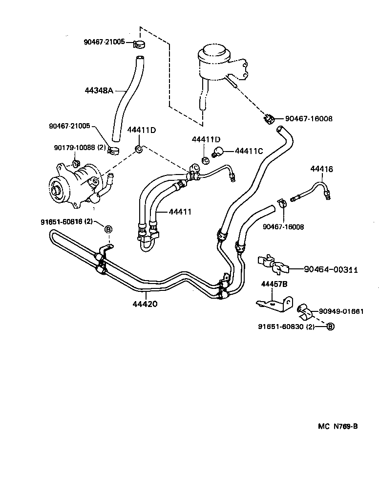 44416-60170 TUBE, RETURN(FOR STEERING GEAR OUTLET) product image