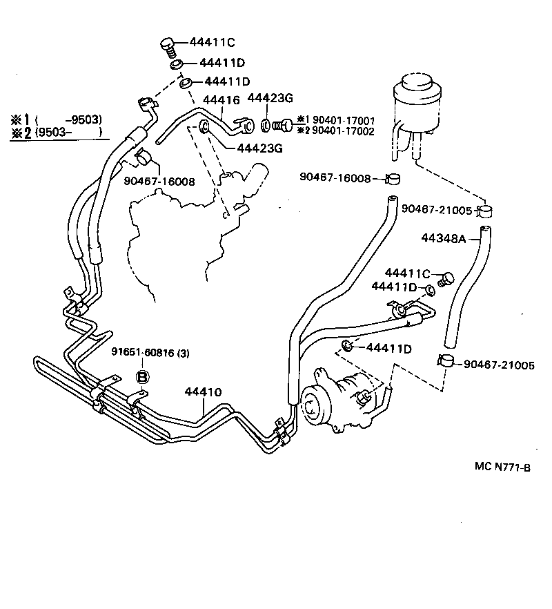 44416-60170 TUBE, RETURN(FOR STEERING GEAR OUTLET) product image