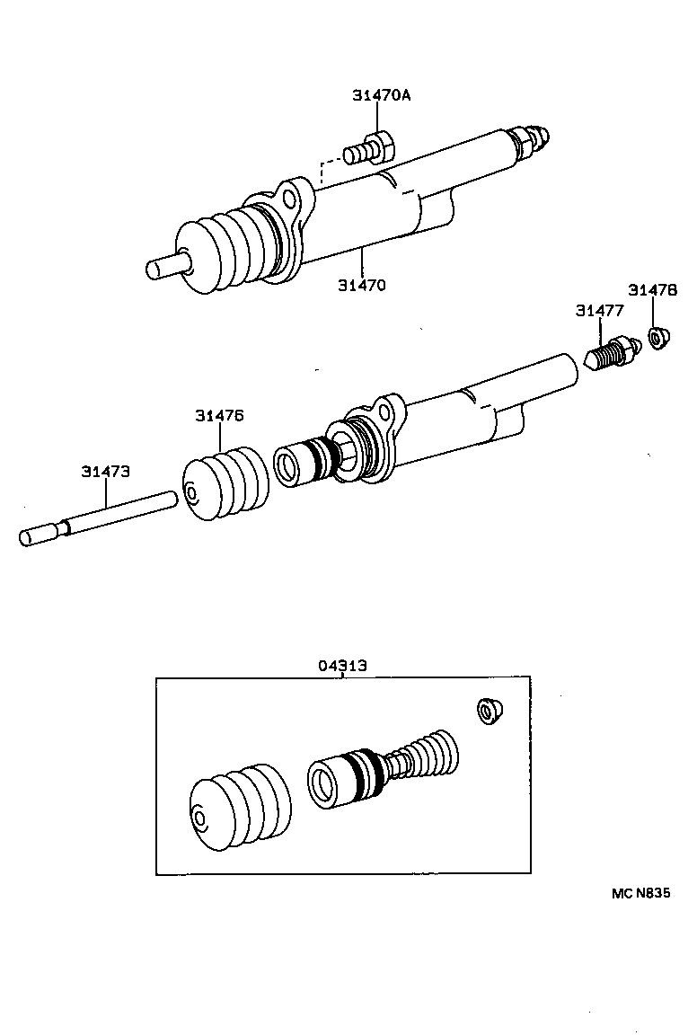 31470-22190 CYLINDER ASSY, CLUTCH RELEASE product image