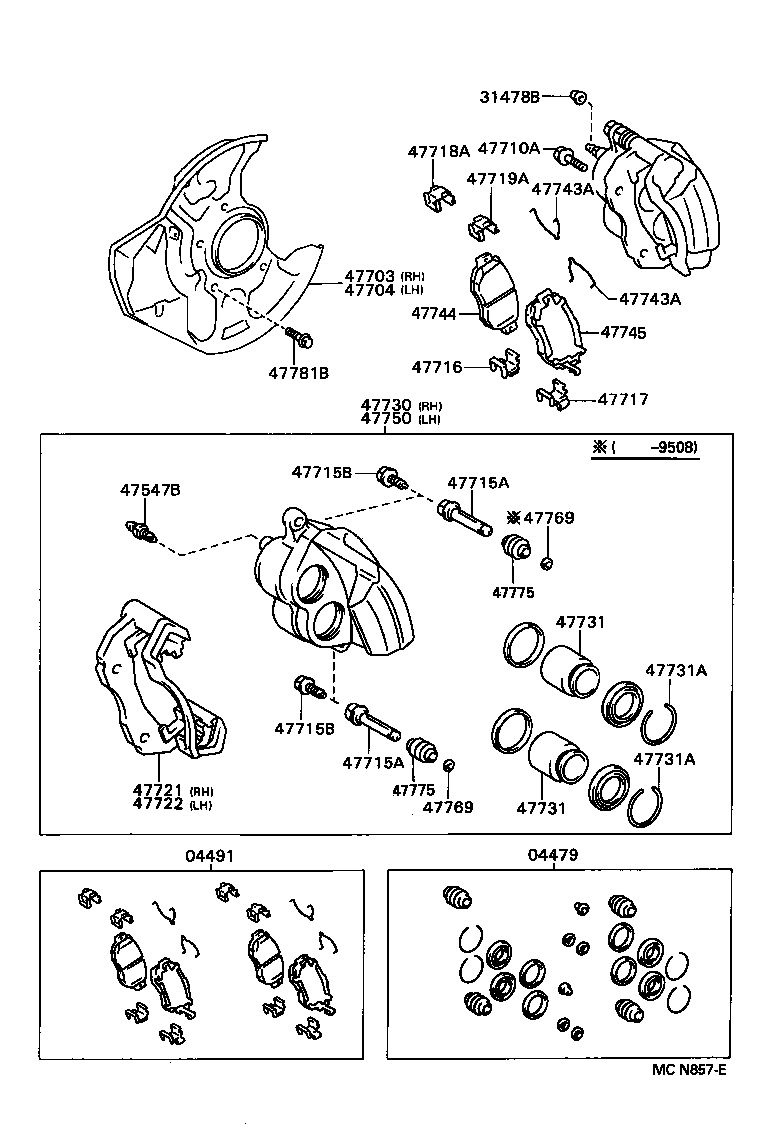 Toyota 04947-50040 FITTING KIT, DISC BRAKE, FRONT