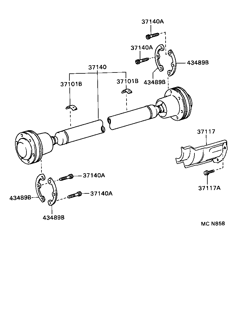 37100-30540 SHAFT ASSY, PROPELLER W/CENTER BEARING product image