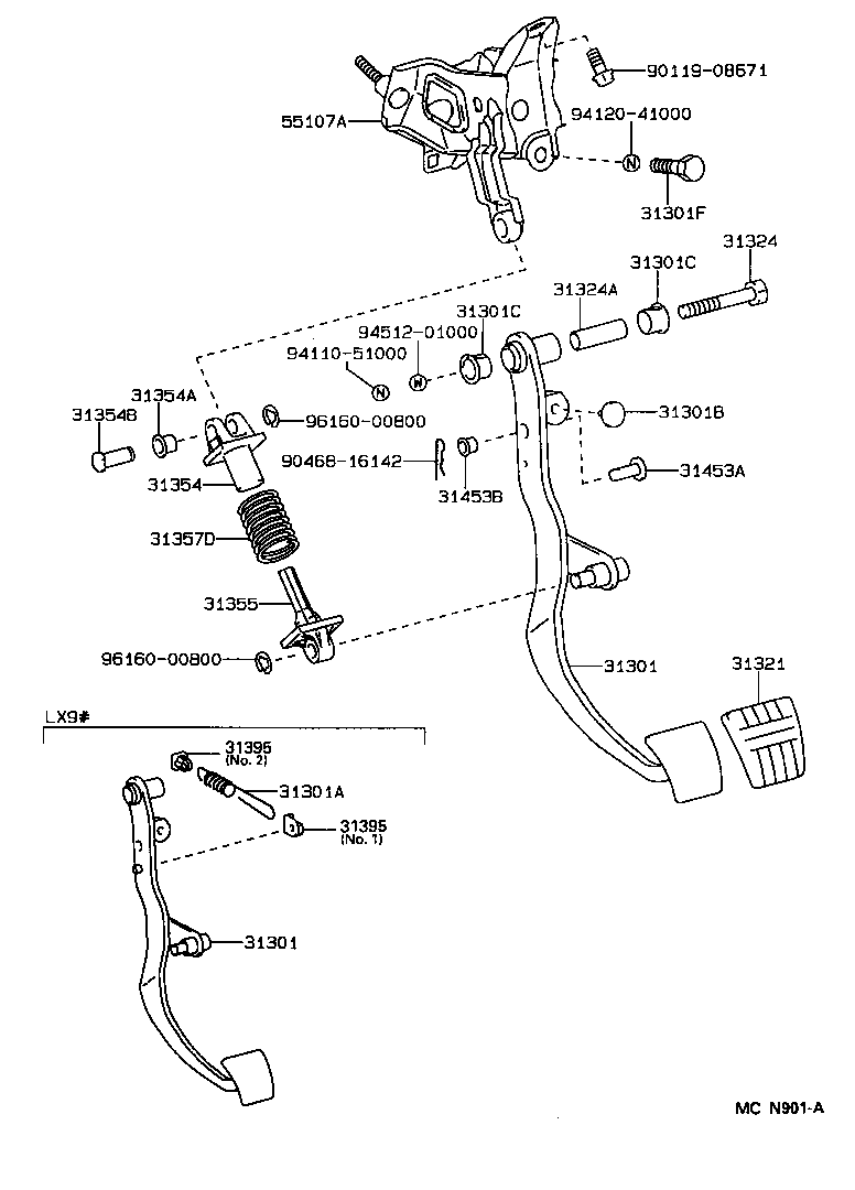 31301-22250 PEDAL SUB-ASSY, CLUTCH product image