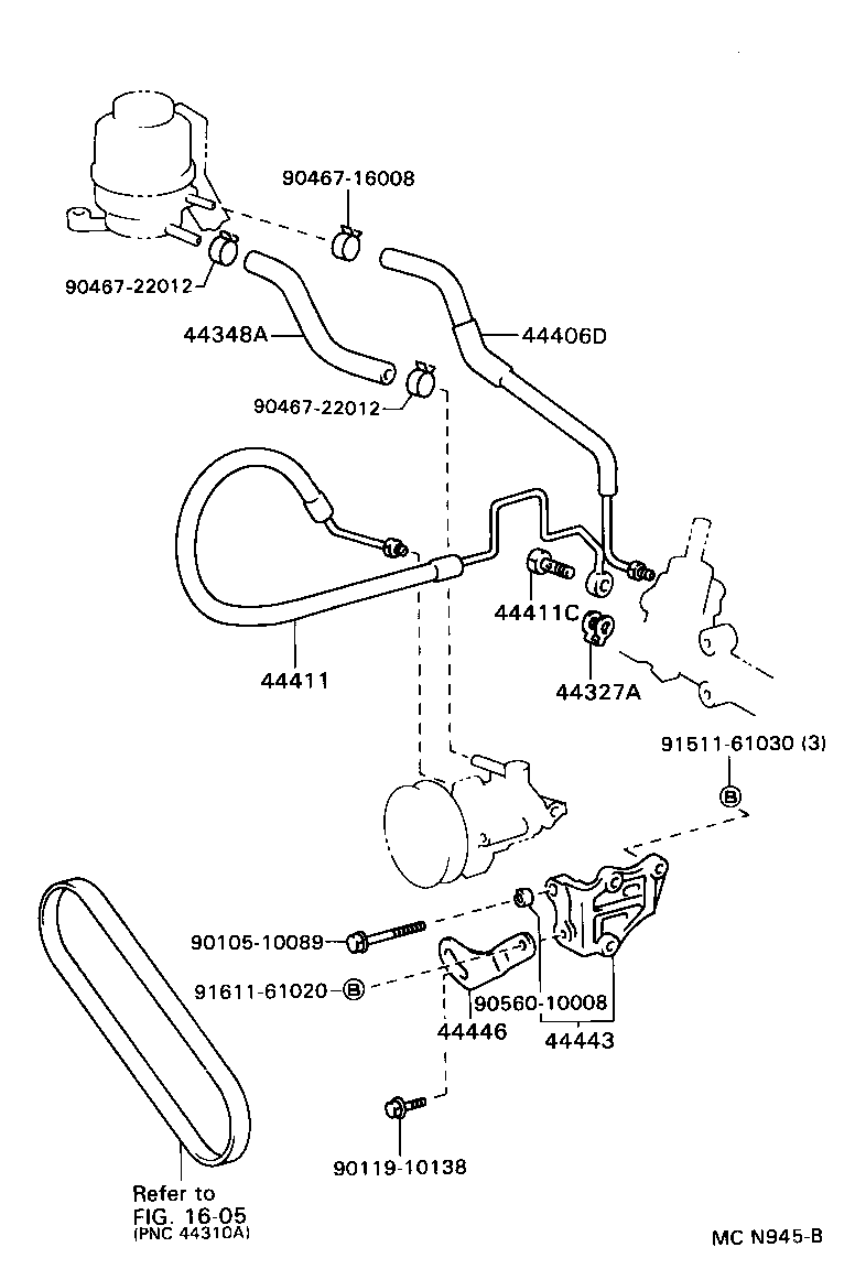 44348-22260 HOSE, OIL RESERVOIR TO PUMP, NO.1 product image