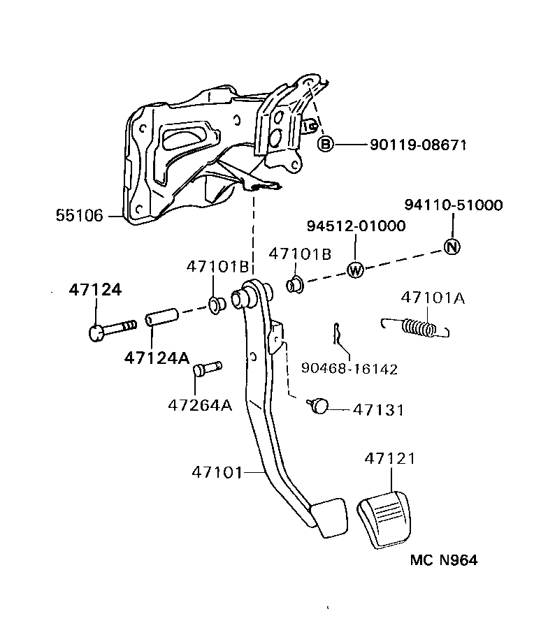 47101-22380 PEDAL SUB-ASSY, BRAKE product image