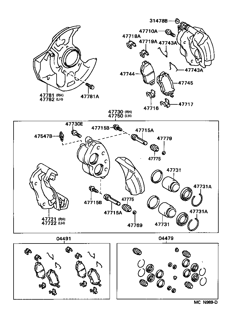 47721-22141 MOUNTING, FRONT DISC BRAKE CYLINDER, RH product image