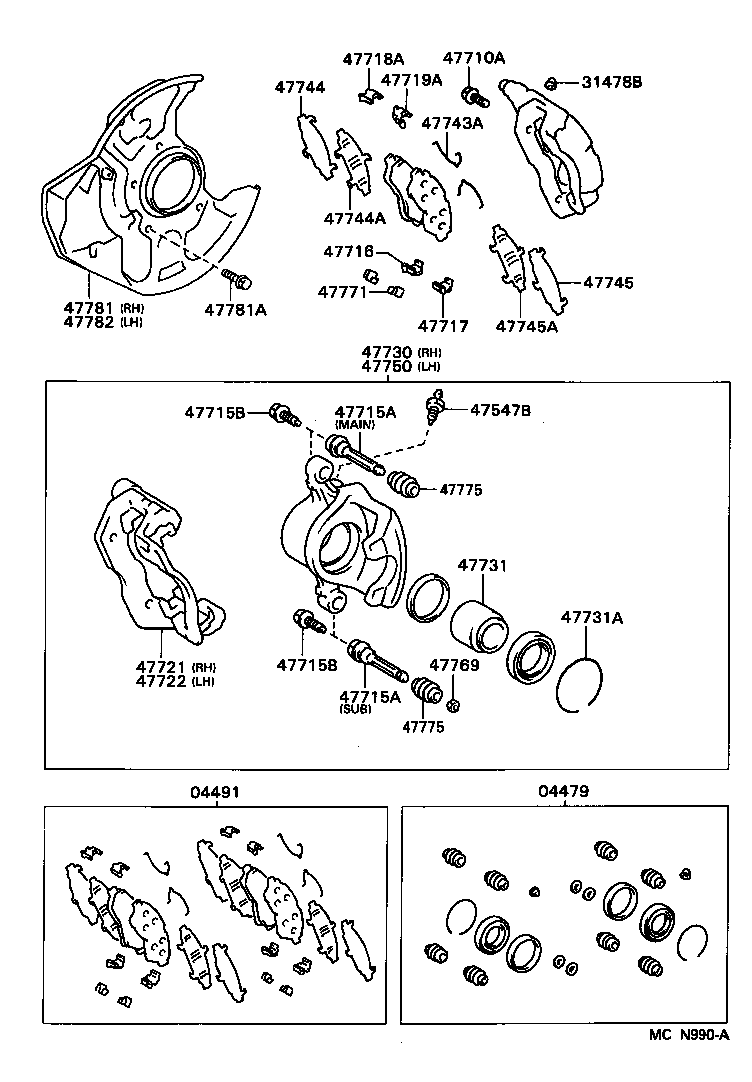 47721-22141 MOUNTING, FRONT DISC BRAKE CYLINDER, RH product image