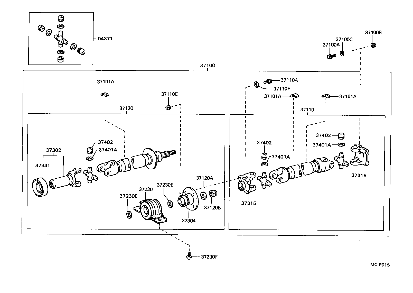 37100-2A130 SHAFT ASSY, PROPELLER W/CENTER BEARING product image