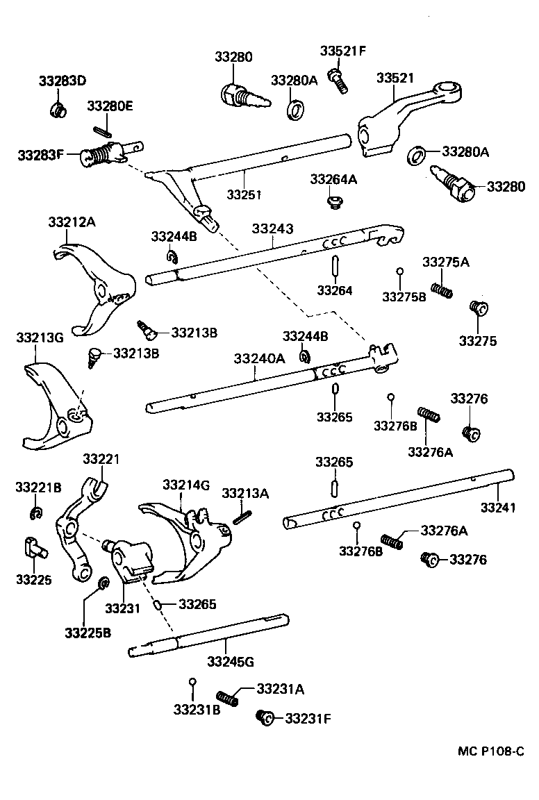 33240-30020 SHAFT ASSY, GEAR SHIFT FORK, NO.2 product image