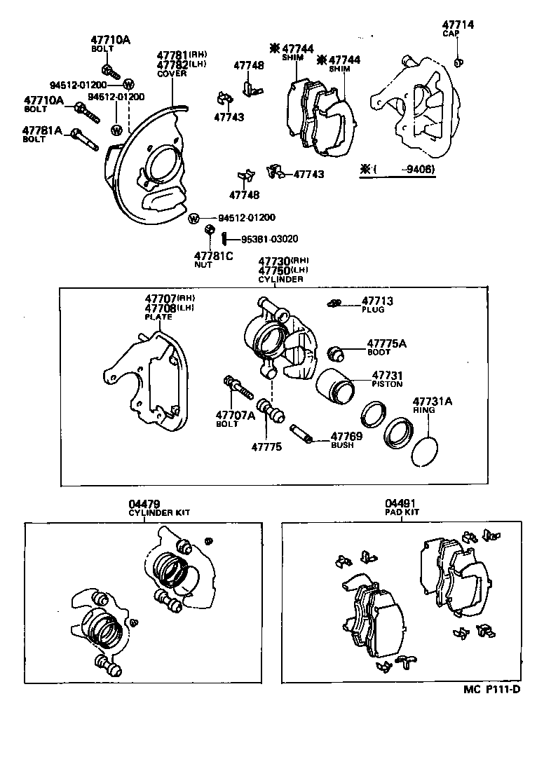 47730-27050 CYLINDER ASSY, FRONT DISC BRAKE, RH product image