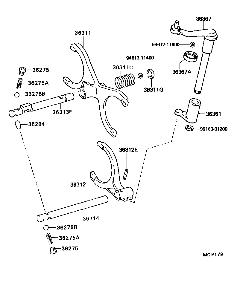 33506-28130 RETAINER SUB-ASSY, TRANSFER CONTROL SHIFT LEVER product image