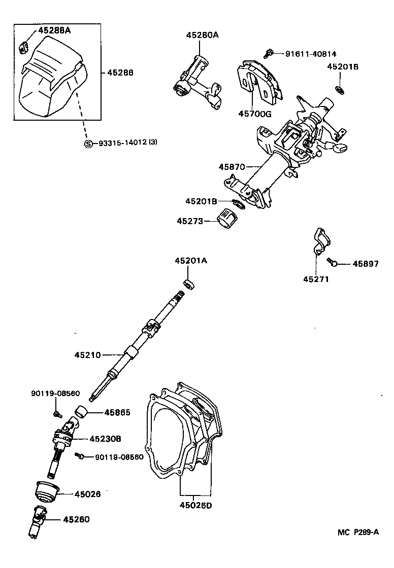 Toyota 45025-41010 COVER SUB-ASSY, STEERING COLUMN HOLE