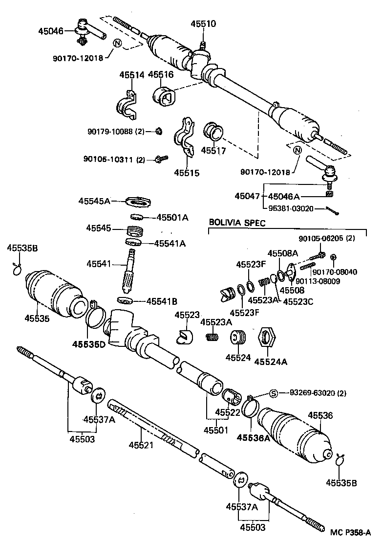 45521-10100 RACK, STEERING product image
