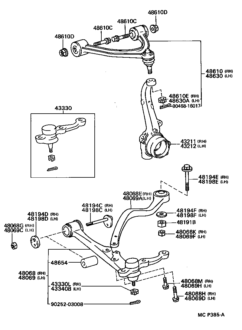 Toyota 43340-39305 JOINT ASSY, LOWER BALL, FRONT