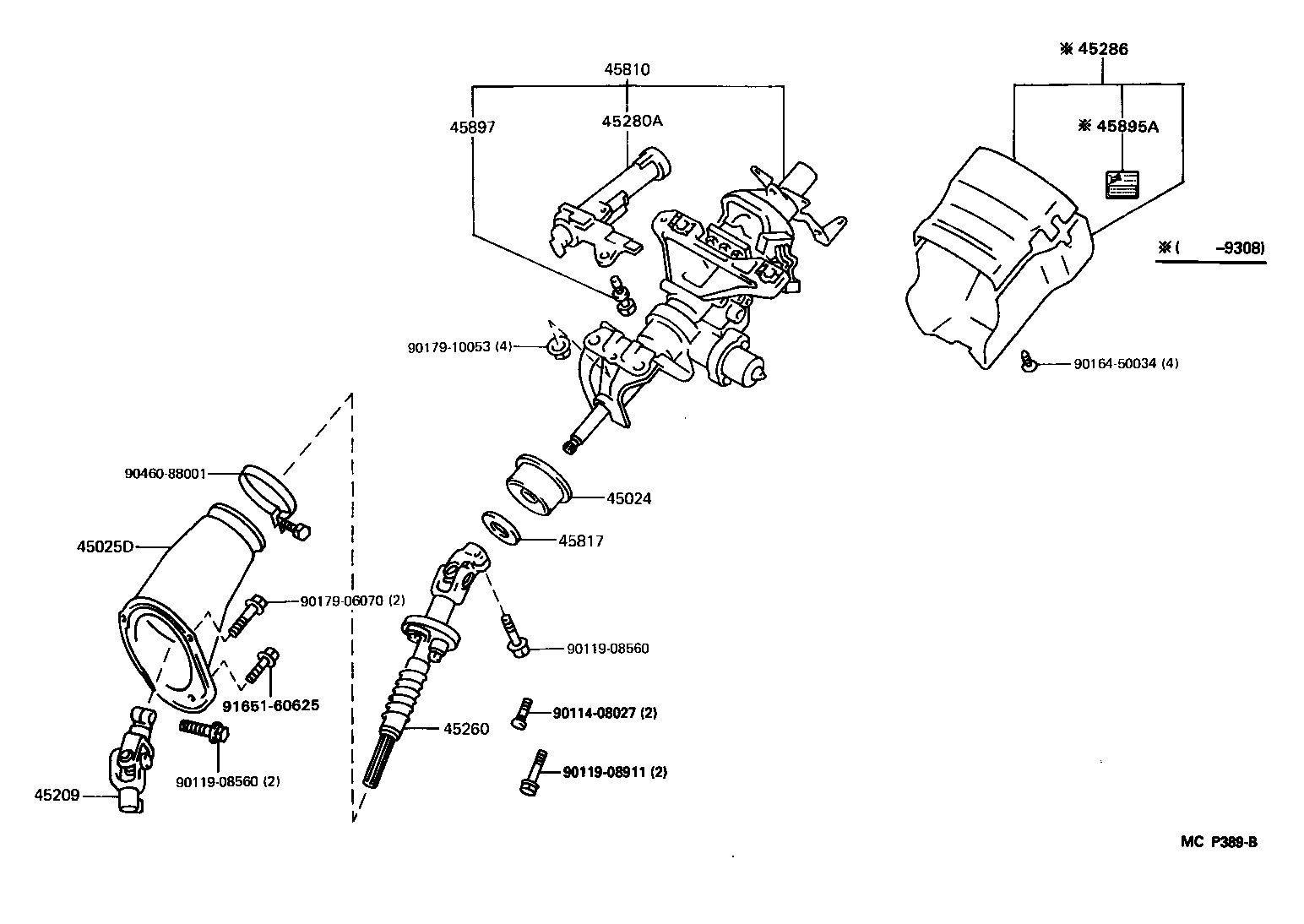 Toyota 45025-30260 COVER SUB-ASSY, STEERING COLUMN HOLE, NO.1