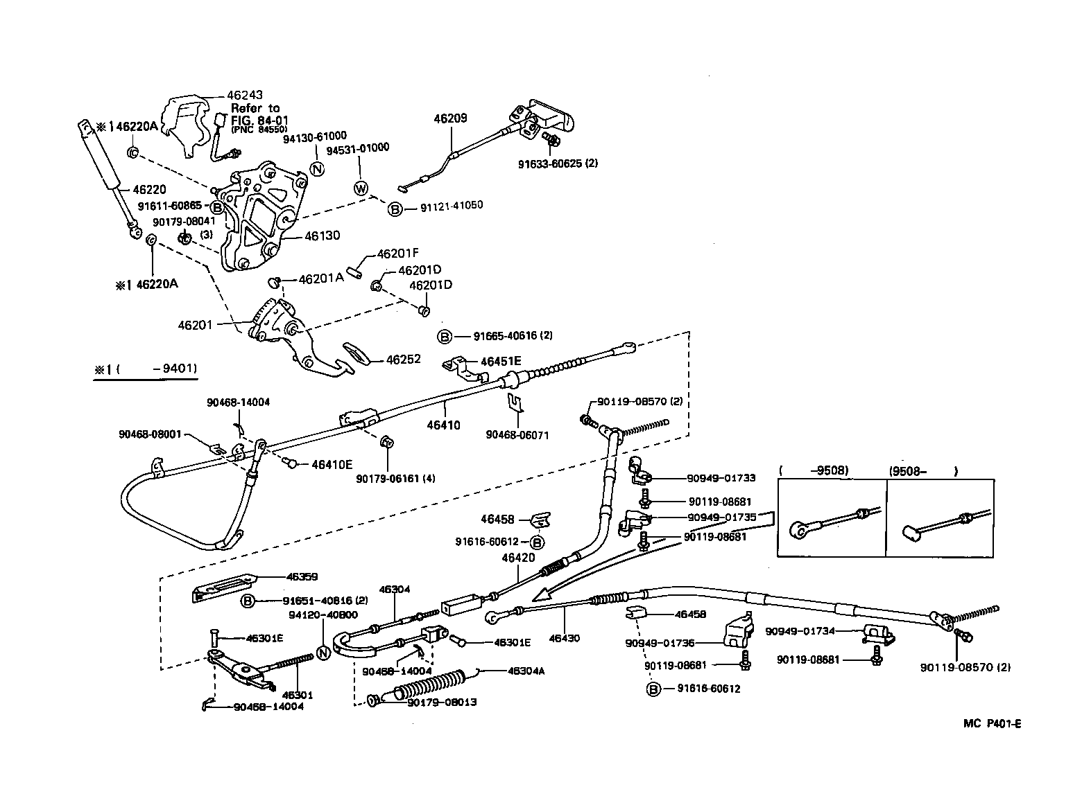 Toyota 46430-30100 CABLE ASSY, PARKING BRAKE, NO.3