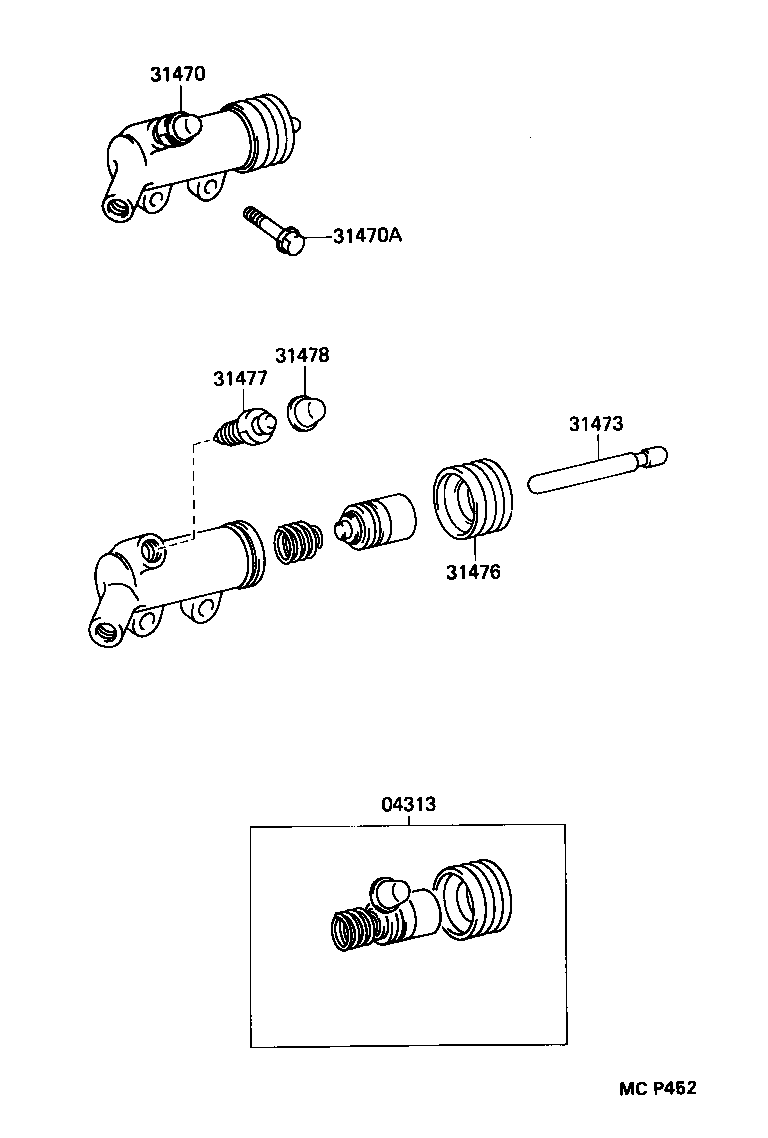 31470-22120 CYLINDER ASSY, CLUTCH RELEASE product image