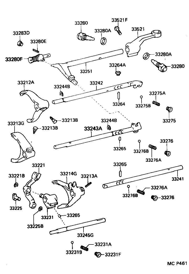 33201-0W010 SHAFT SUB-ASSY, SHIFT LEVER, NO.1 product image