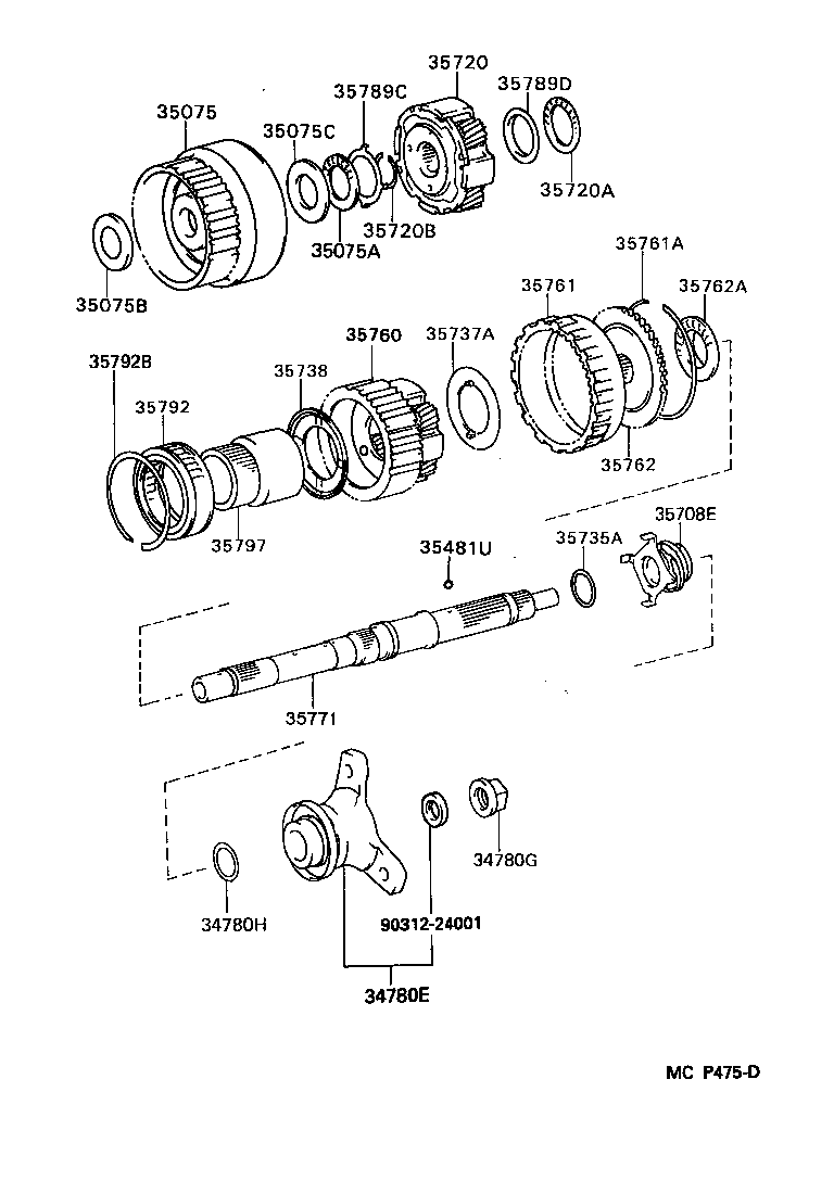 34780-14020 YOKE ASSY, FLANGE (FOR AUTOMATIC TRANSMISSION) product image