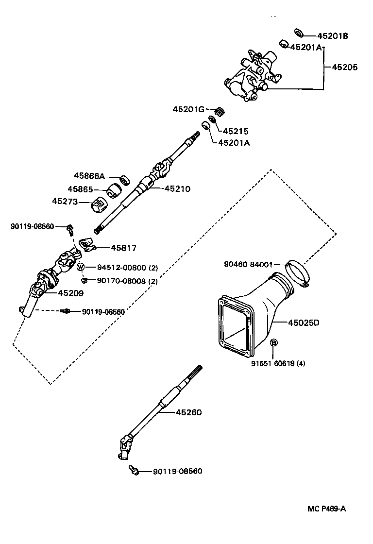 45260-24070 SHAFT ASSY, STEERING INTERMEDIATE, NO.2 product image