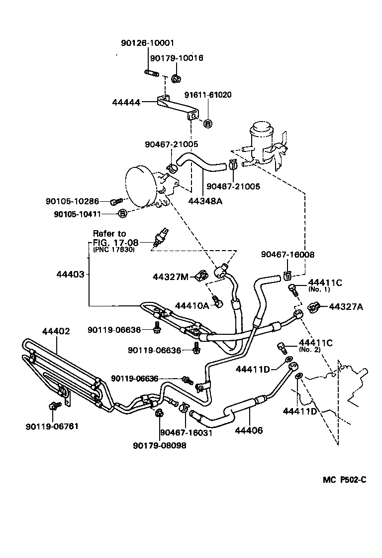 Toyota 44406-14060 TUBE SUB-ASSY, RETURN