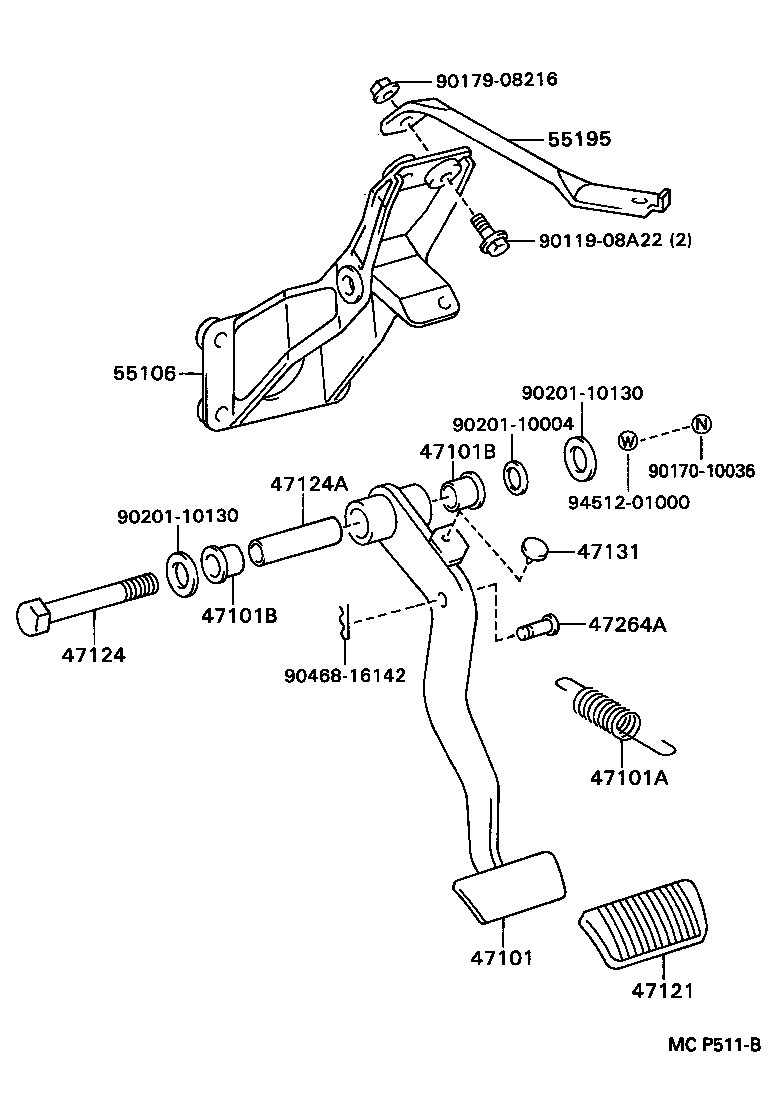 Toyota 90387-10135 COLLAR(FOR BRAKE PEDAL SHAFT)