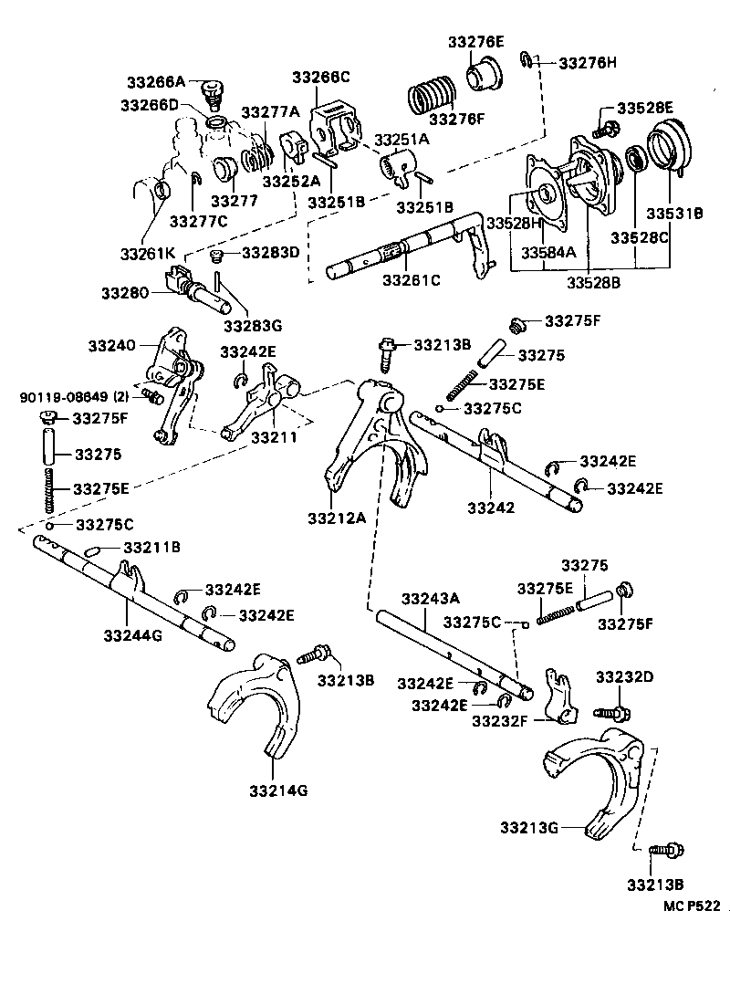 33261-20090 SHAFT, SHIFT & SELECT LEVER product image