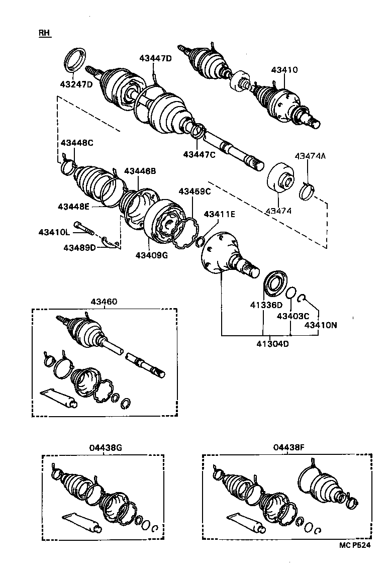 04438-32170 BOOT KIT, FRONT DRIVE SHAFT, IN & OUTBOARD, LH product image