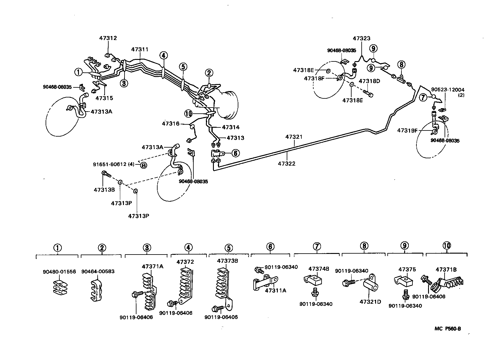 Toyota 47371-14150 CLAMP, BRAKE TUBE, NO.3