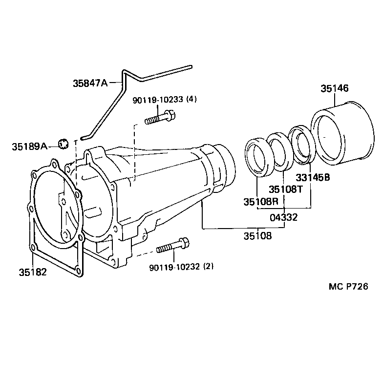 35108-30180 HOUSING SUB-ASSY, EXTENSION (ATM) product image
