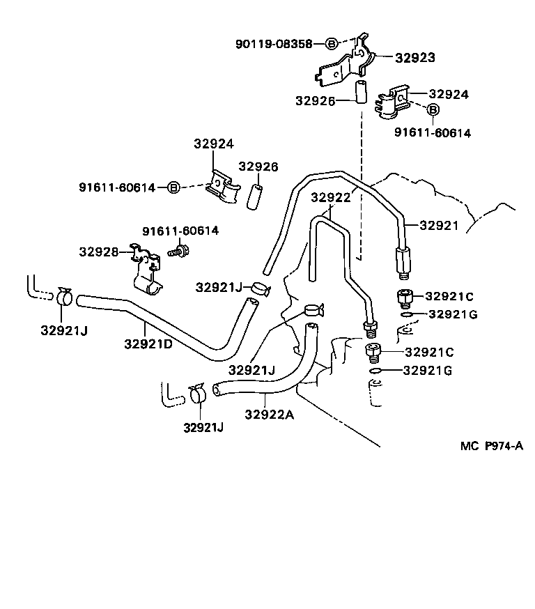 Toyota 32928-20110 CLAMP, FLEXIBLE HOSE, NO.1
