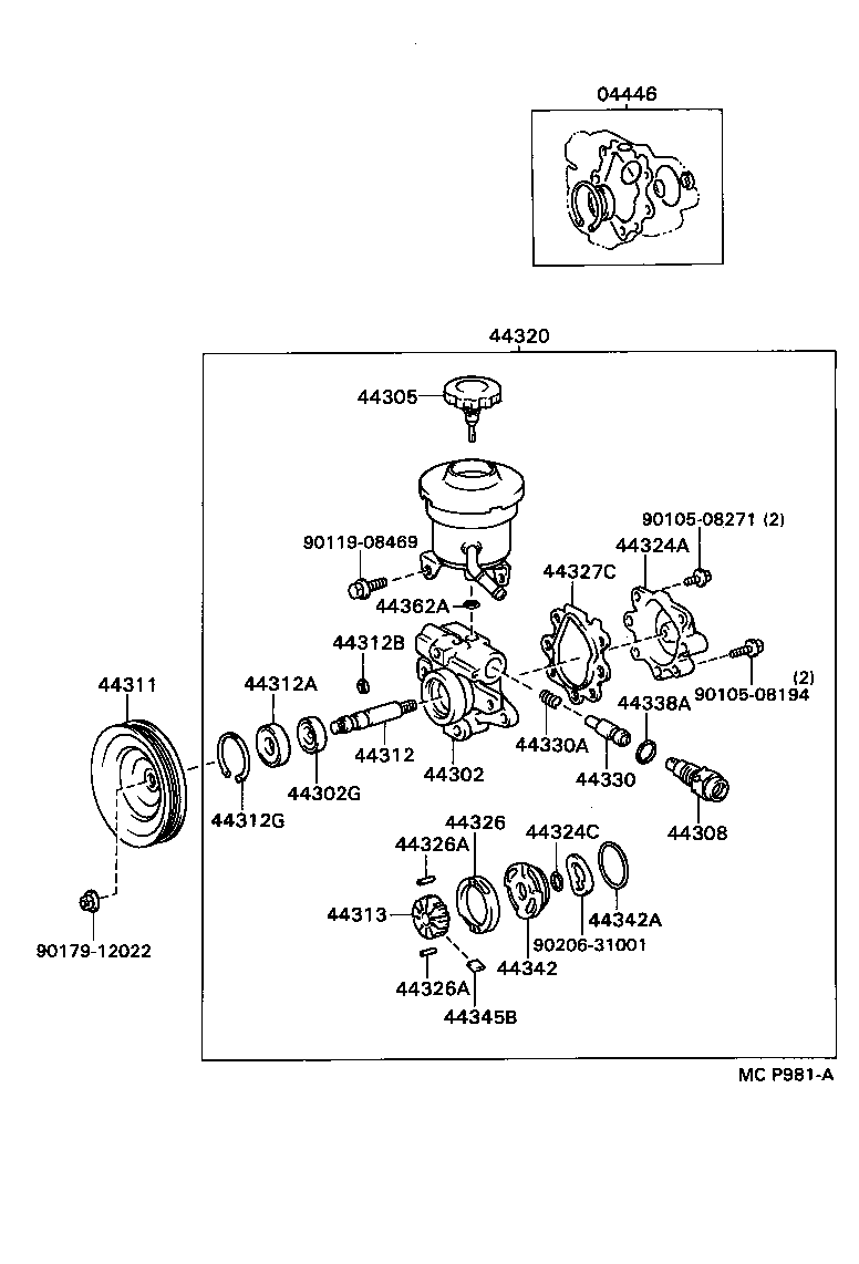Toyota 04446-0W010 GASKET KIT, POWER STEERING PUMP