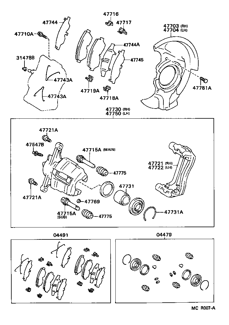 Toyota 47721-20371 MOUNTING, FRONT DISC BRAKE CYLINDER, RH
