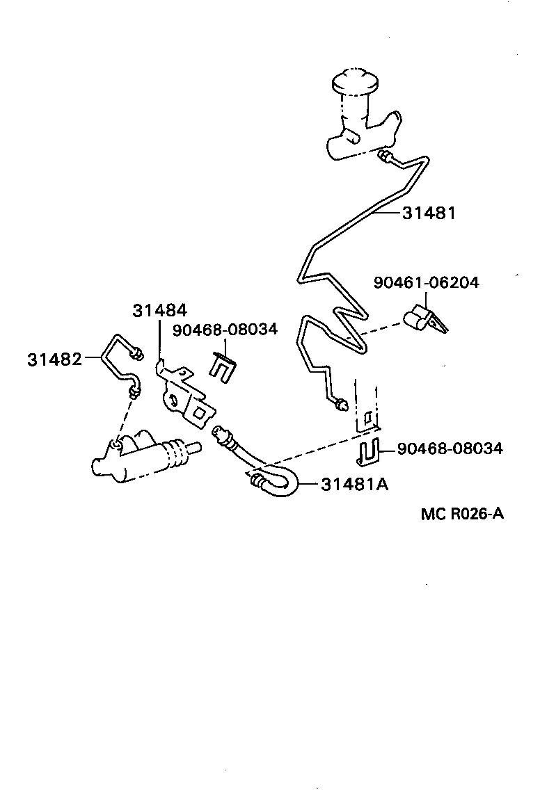 Toyota 31485-34010 BRACKET, FLEXIBLE HOSE, NO.2(FOR CLUTCH)